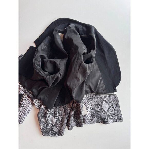 REBECCA TAYLOR Grey Python Snake Print Silk Crepe Peplum Blazer, Size 2 - Picture 11 of 14